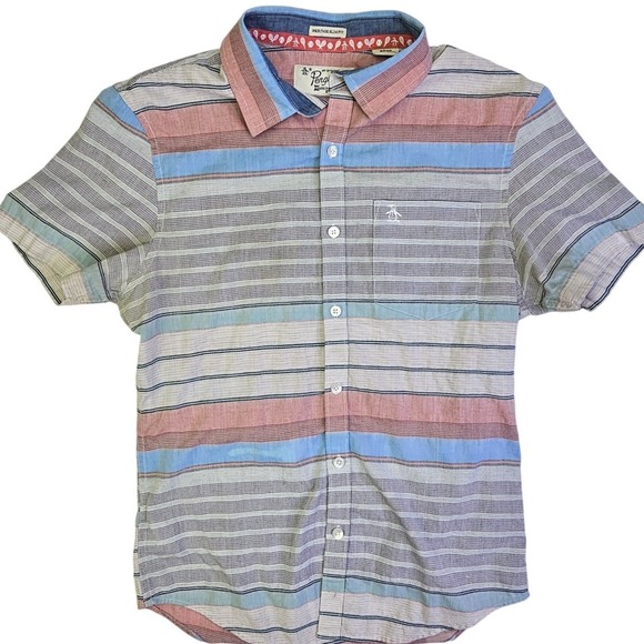Original Penguin Other - Original Penguin Mens Heritage Slim Fit Striped Short Sleeve Button Up Shirt S
